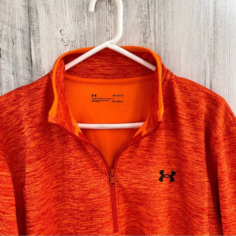 Under Armour Men’s Size Large Loose Coldgear 1/2 Zip Pullover In Orange